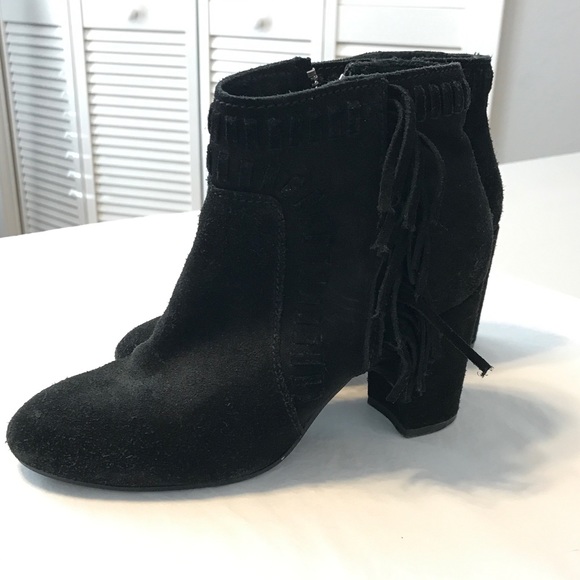 H&M Fringe Black Suede Booties, 37 - Picture 2 of 6